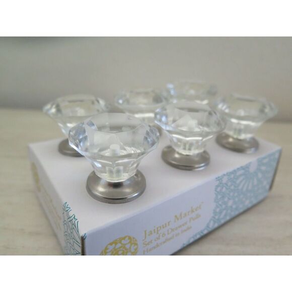 Jaipur Market Clear Glass Drawer Knobs, Set Of 6 - Picture 6 of 8